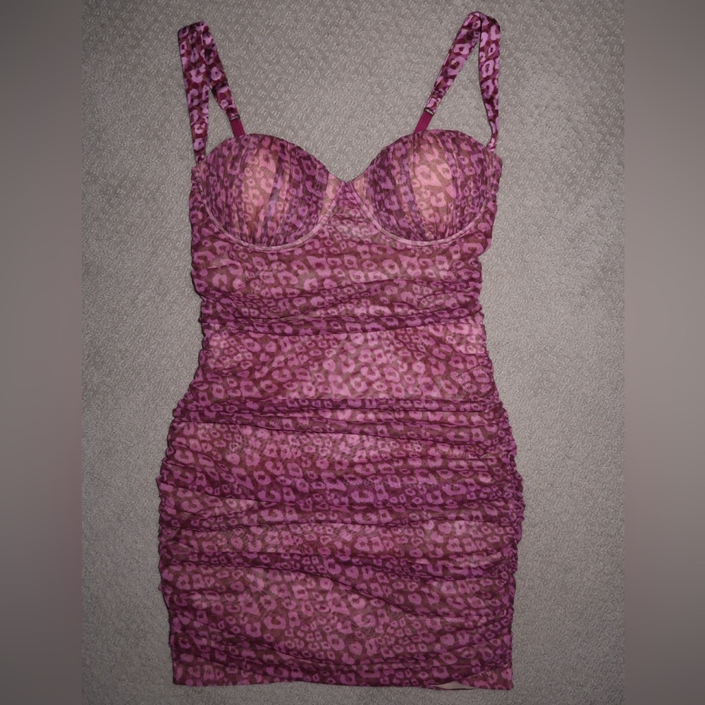 Oh Polly Pink Leopard Print Mini Dress